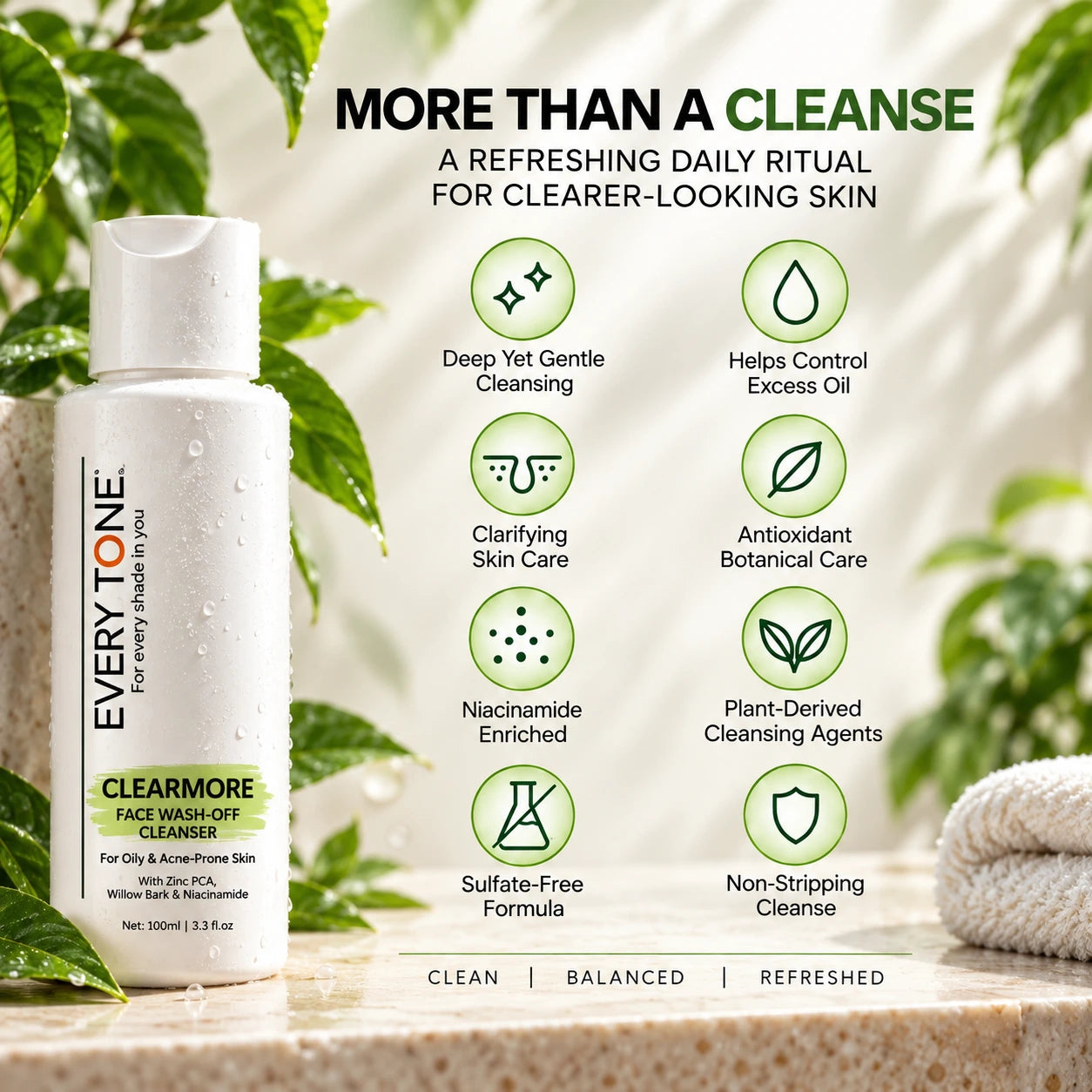 ClearMore Acne Face Wash-Off Cleanser